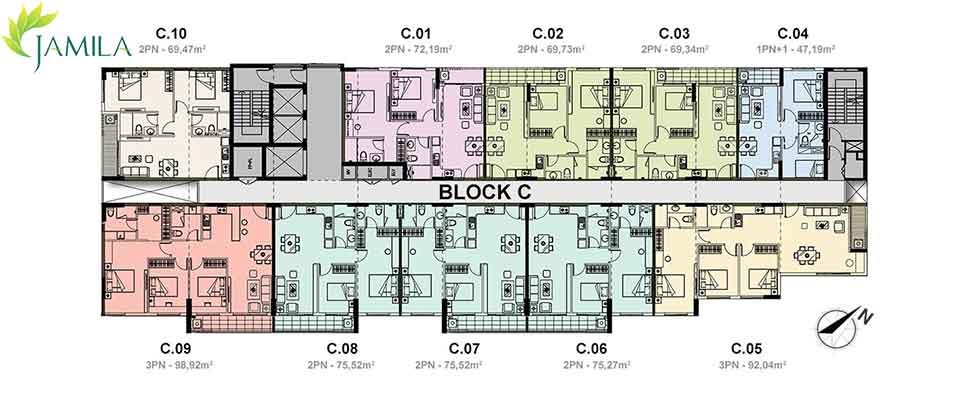 Block C mặt bằng thiết kế căn hộ Jamila quận 9